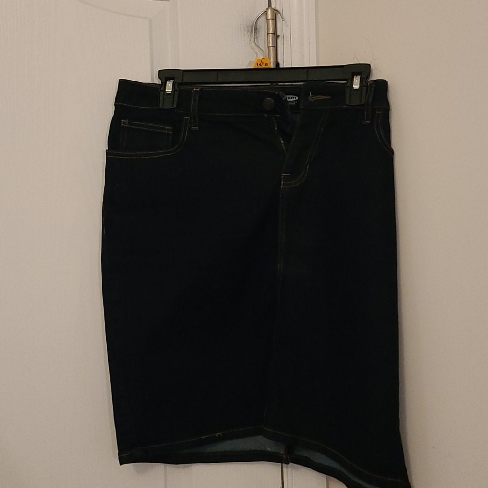 dark denim skirt